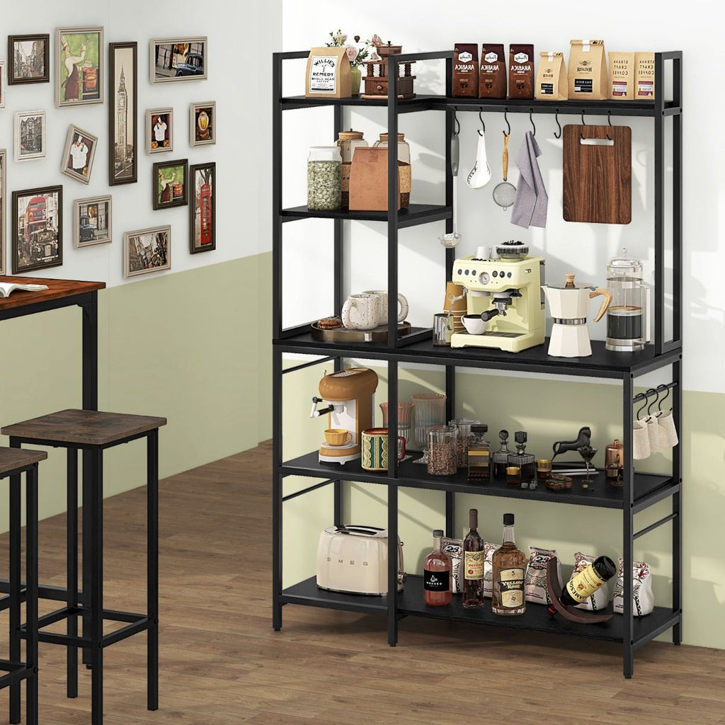 Bakers Rack with Power Outlets and 10 S-Shaped Hooks