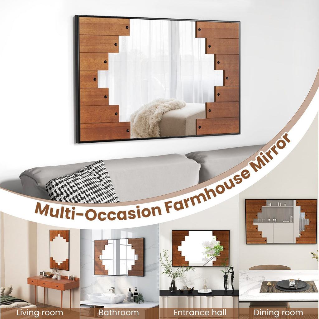 Decorative Rectangle Wall Mirror with Piano Key-Shaped Frame