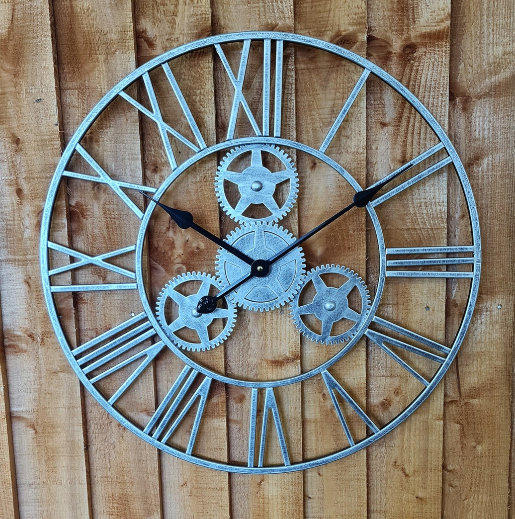 WALL CLOCK ROMAN LARGE INDOOR NUMERALS GIANT OPEN FACE METAL 58CM Garden