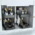 under Sink Storage 2 Pack, 2 Tier Sliding Organiser, Multi-Purpose Shelf Organiser, Pull Out Cabinet Basket Drawer (Black)