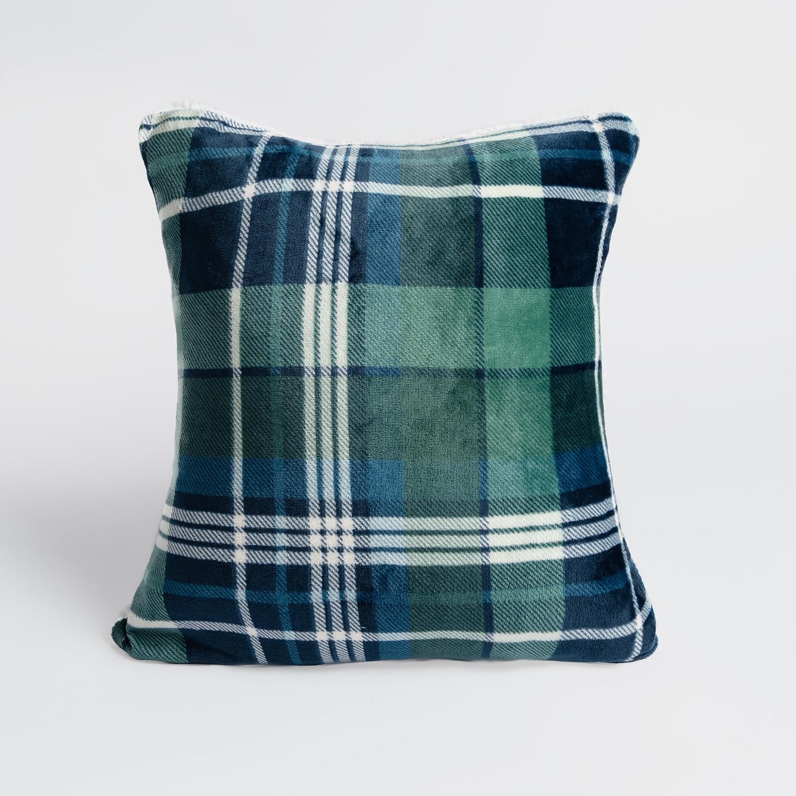 OHS Check Cushion Covers 2 Pack Flannel Fleece Square Pillowcases
