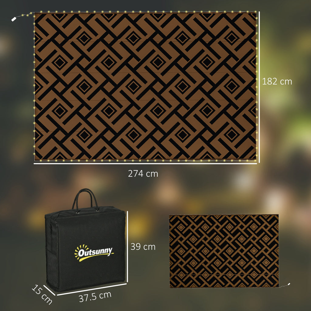 Outdoor Rug with LED String Light and Carry Bag, 182 X 274Cm