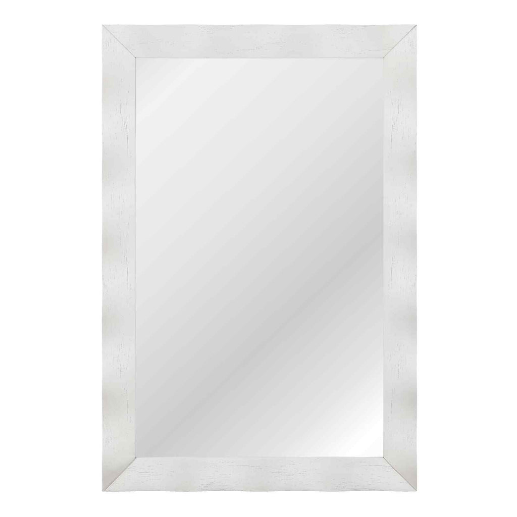 COSTWAY Farmhouse Wall Mirror 106CM X71Cm Wood Vanity Wall Mirror-White