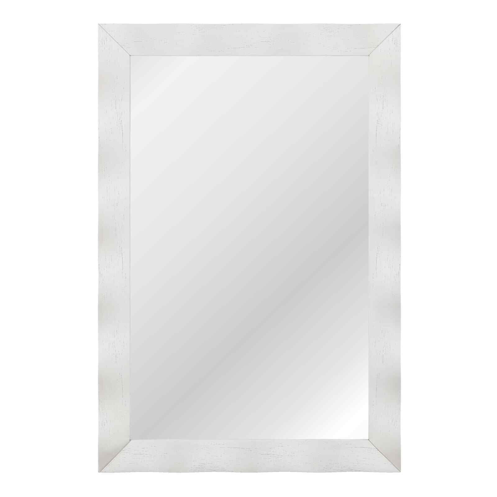COSTWAY Farmhouse Wall Mirror 106CM X71Cm Wood Vanity Wall Mirror-White
