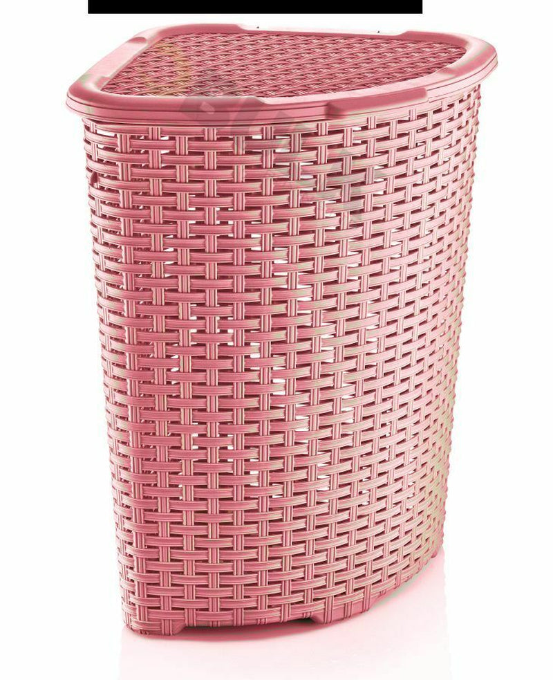 Large Rectangular Rattan Design Laundry Basket Bin Hamper Storage Plastic