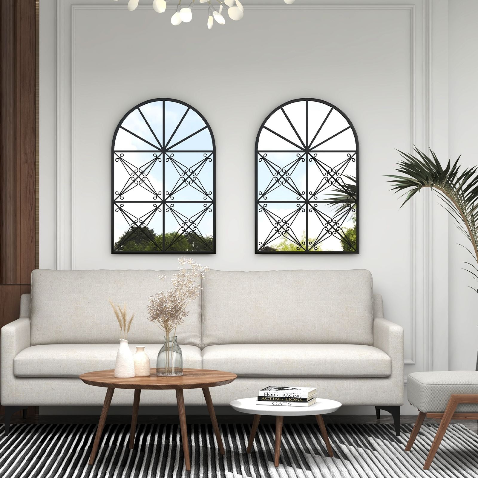 Arched Window Pane Decorative Mirror