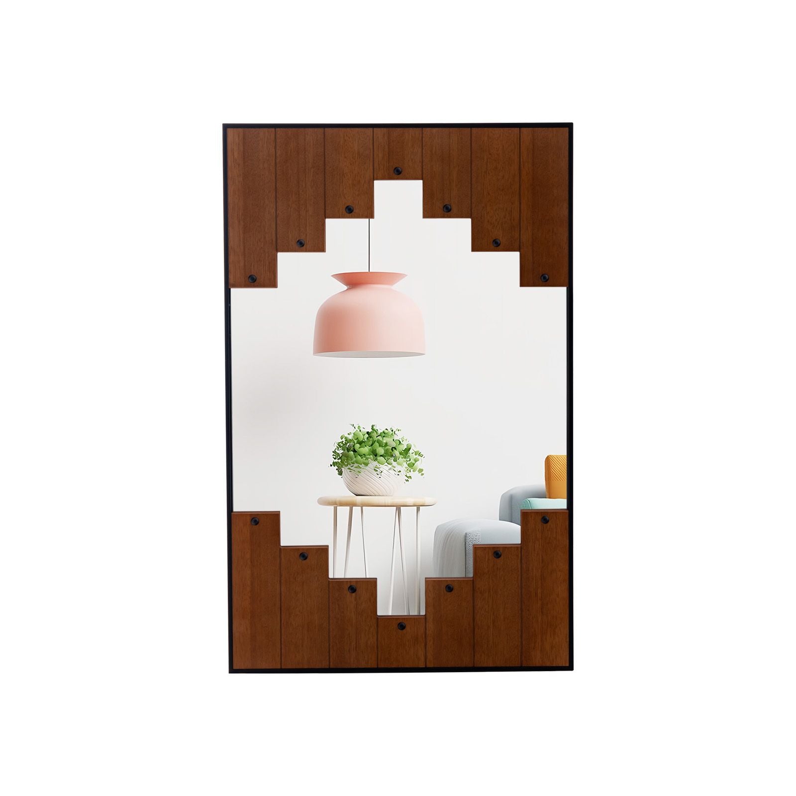 Decorative Rectangle Wall Mirror with Piano Key-Shaped Frame