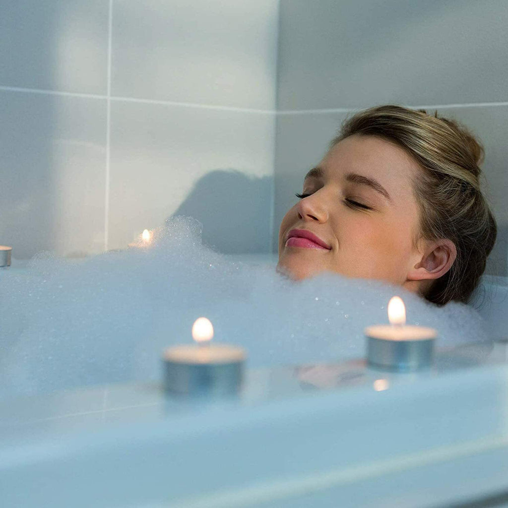 100Pc Tea Lights Candles White Unsented with 4 Hour Burn Time