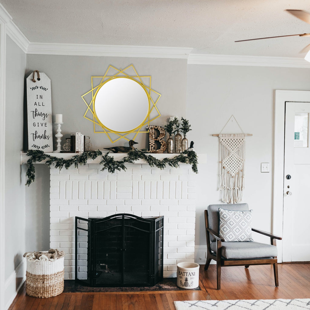 Large Wall Mounted Mirror Modern Gold Accent Bedroom Bathroom Makeup Mirror