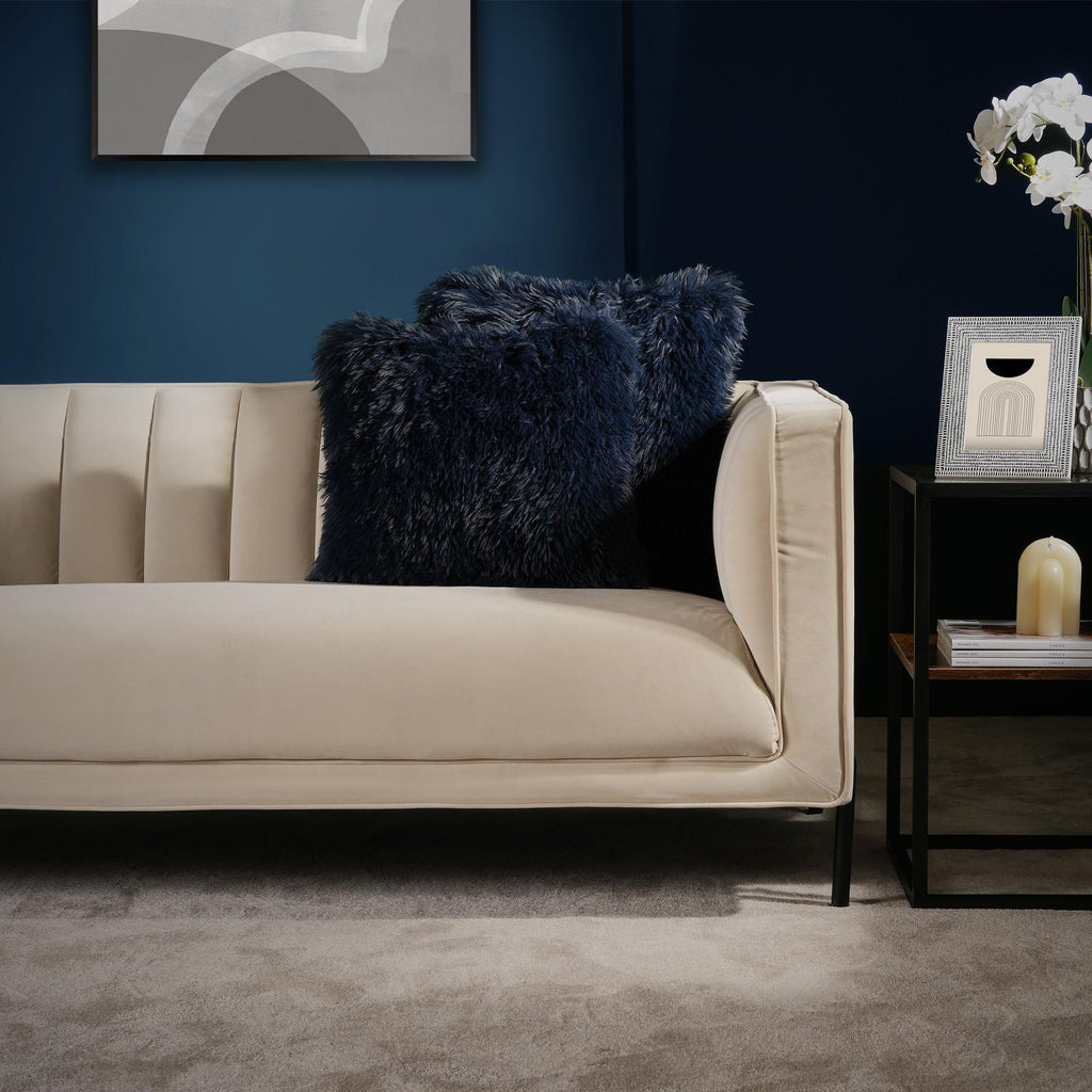 Sienna Set of 2 X Faux Mongolian Fur Cushion Covers Soft Fluffy Mohair 18" X 18