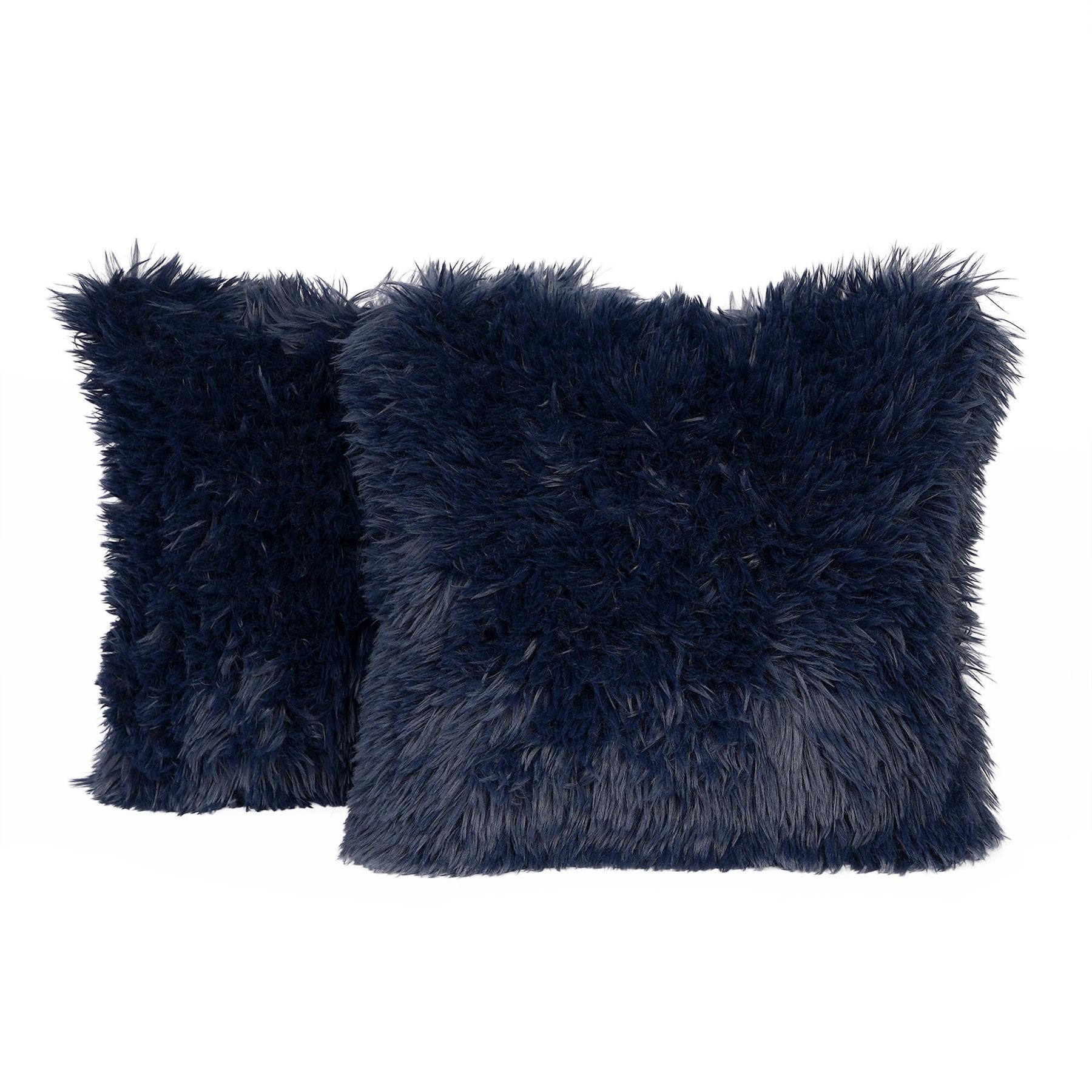 Sienna Set of 2 X Faux Mongolian Fur Cushion Covers Soft Fluffy Mohair 18" X 18