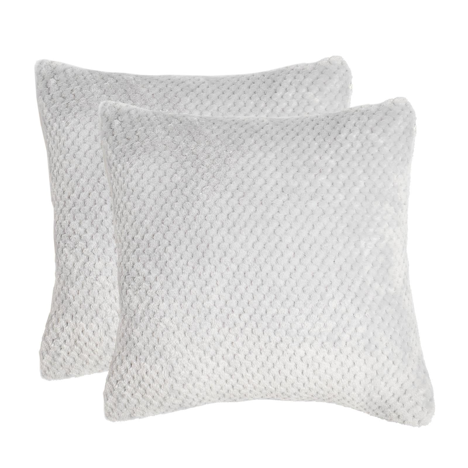 Brentfords Waffle Cushion Covers Popcorn Fleece Set of 2 Pack Sofa - 18" X 18