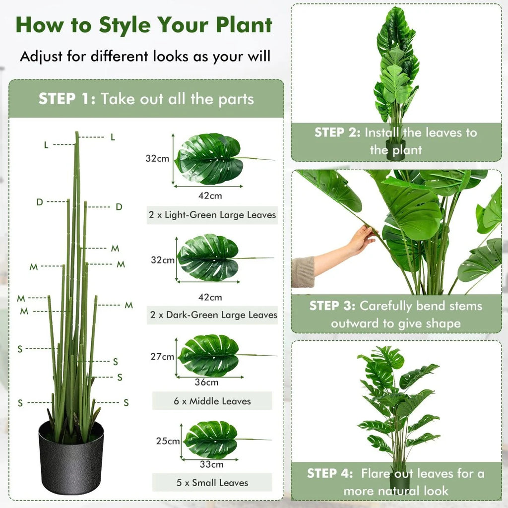 1.2/1.5 Meter Artificial Monstera Plants for Indoor Decoration