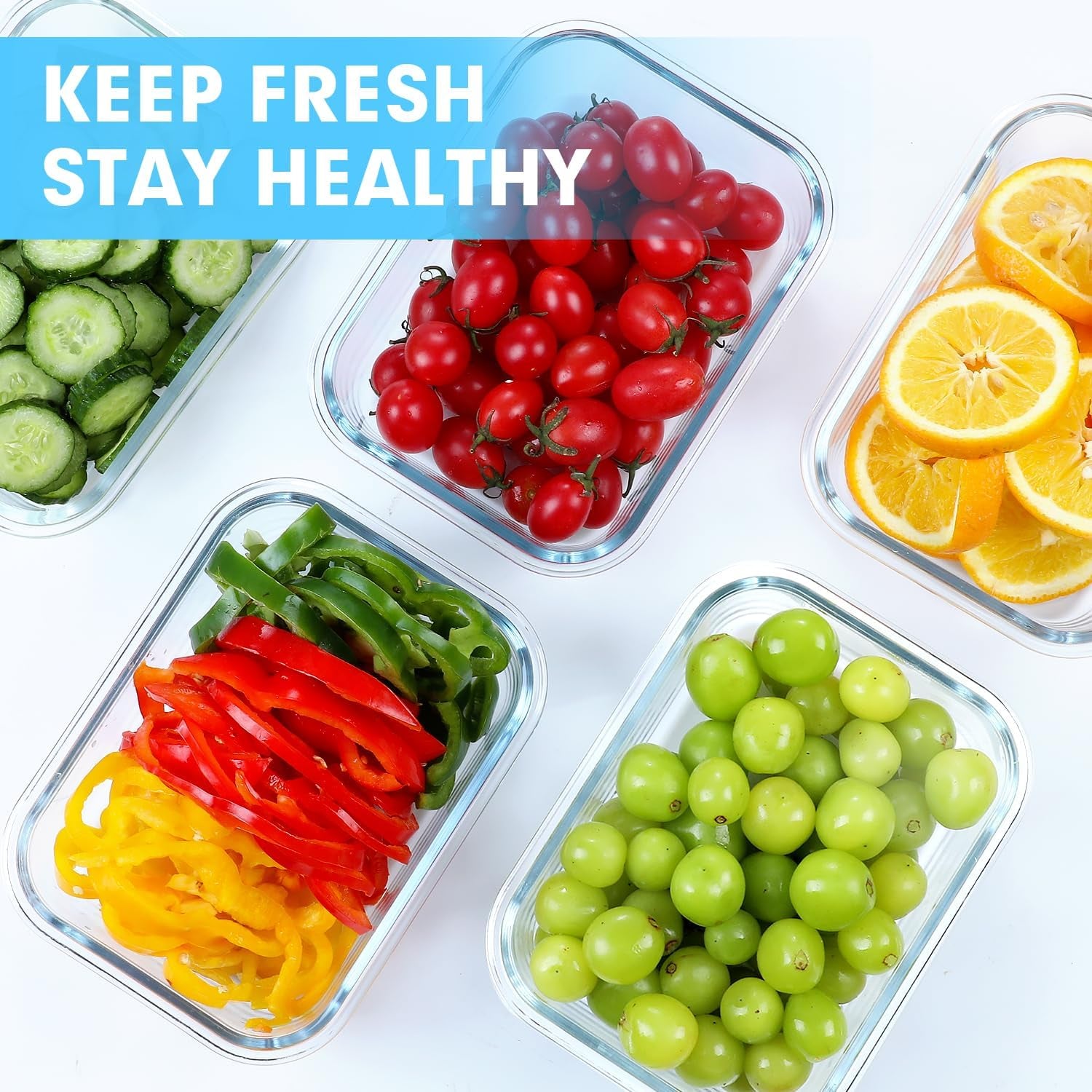 5 Pack 36 OZ Glass Meal Prep Containers, Airtight Glass Lunch Containers Set, Glass Food Storage Containers with Lids,Bpa-Free, for Microwave, Oven, Freezer & Dishwasher Friendly,Grey