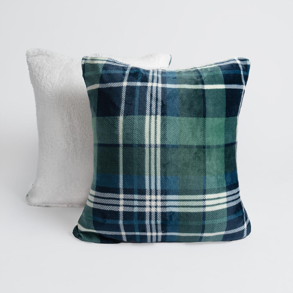 OHS Check Cushion Covers 2 Pack Flannel Fleece Square Pillowcases