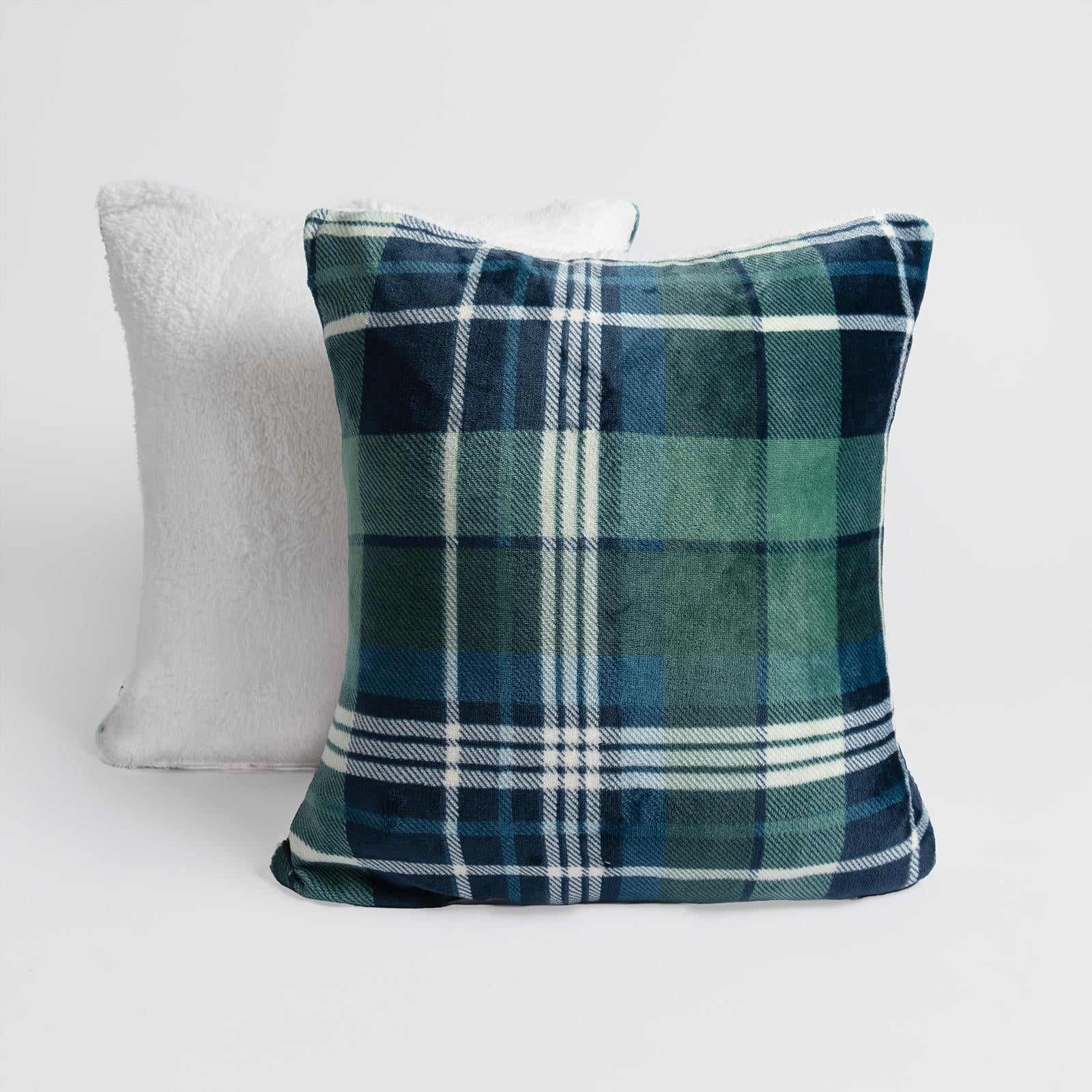 OHS Check Cushion Covers 2 Pack Flannel Fleece Square Pillowcases