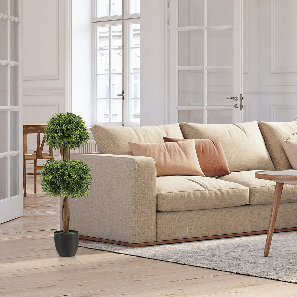 100CM Artificial Boxwood Topiary Double Ball Tree Faux Plant Fake Plant