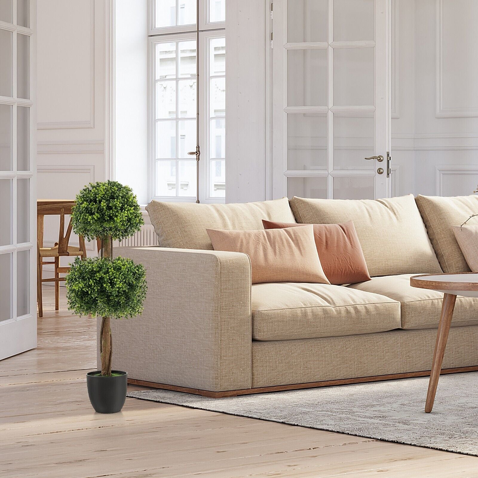 100CM Artificial Boxwood Topiary Double Ball Tree Faux Plant Fake Plant