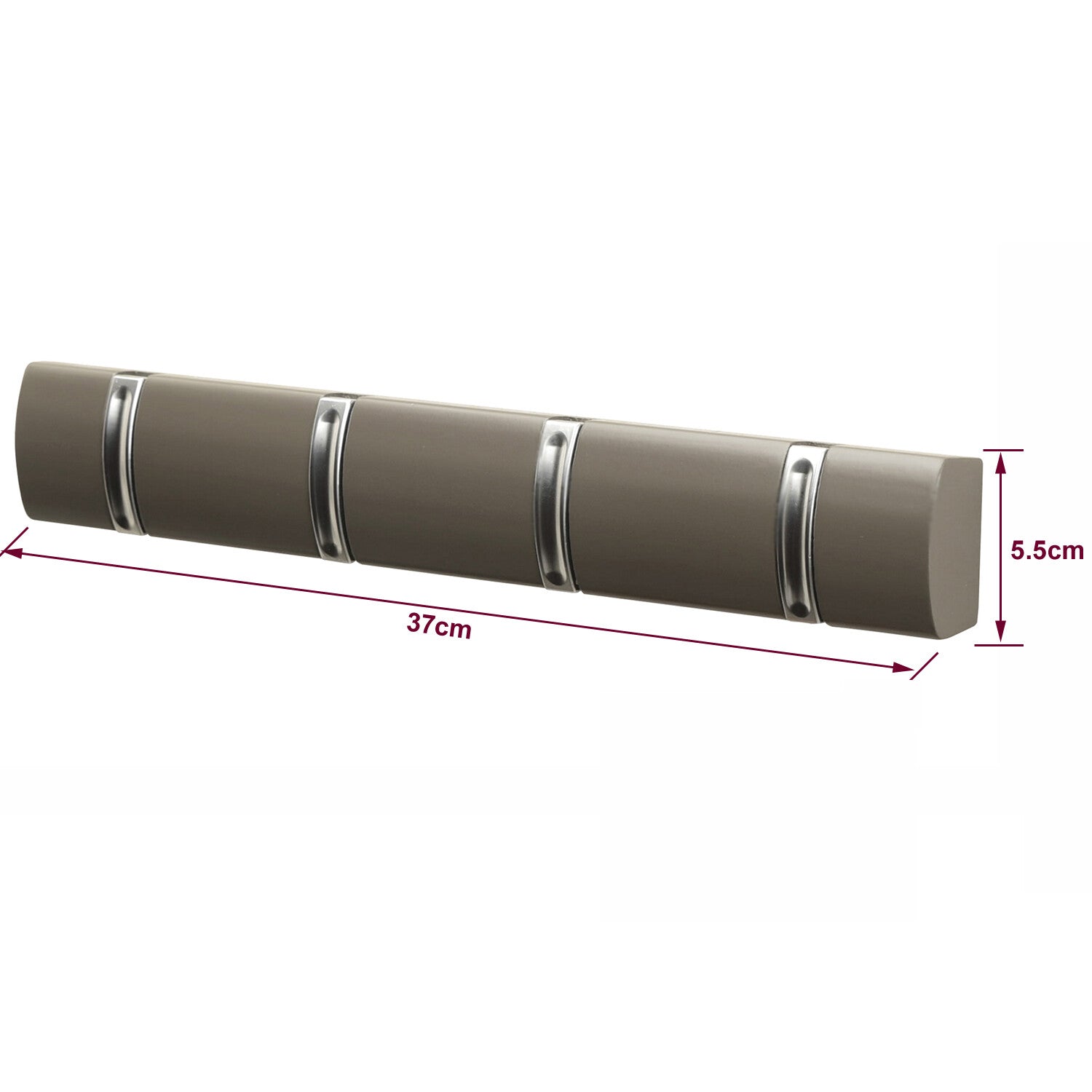 4 5 6 Concealed Door Hook Coat Hanging Storage Wall Mounted - Dark Grey Brown