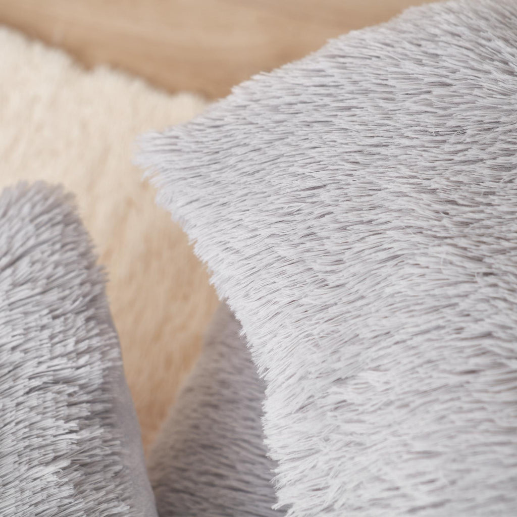 Sienna Fluffy Cushion Covers Filled Shaggy Fleece Sofa Scatter Pillow 55 X 55Cm