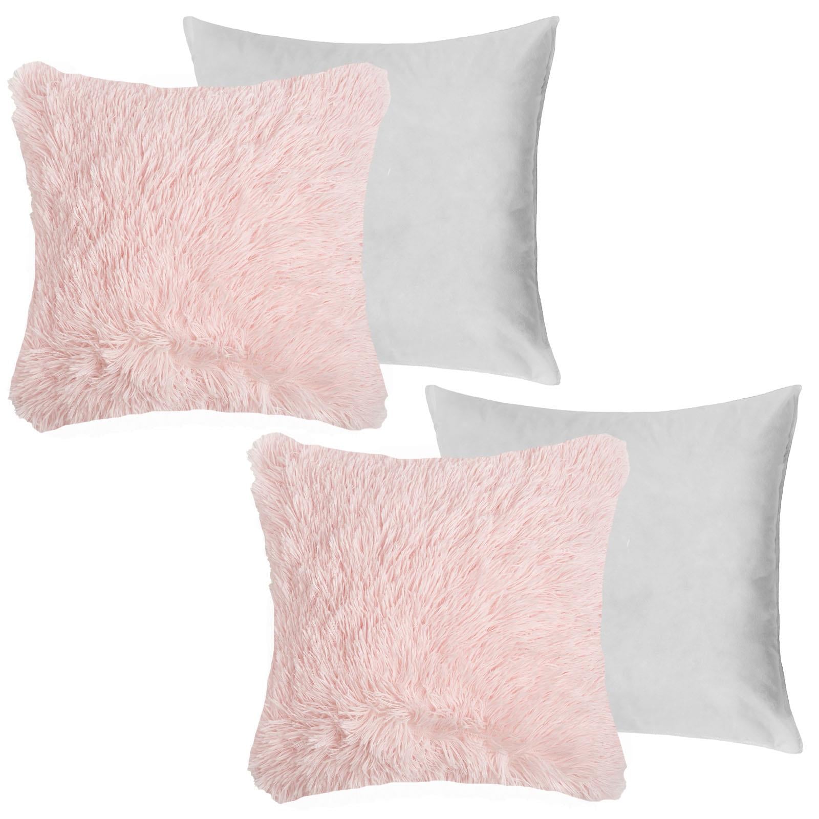 Sienna Fluffy Cushion Covers Filled Shaggy Fleece Sofa Scatter Pillow 55 X 55Cm