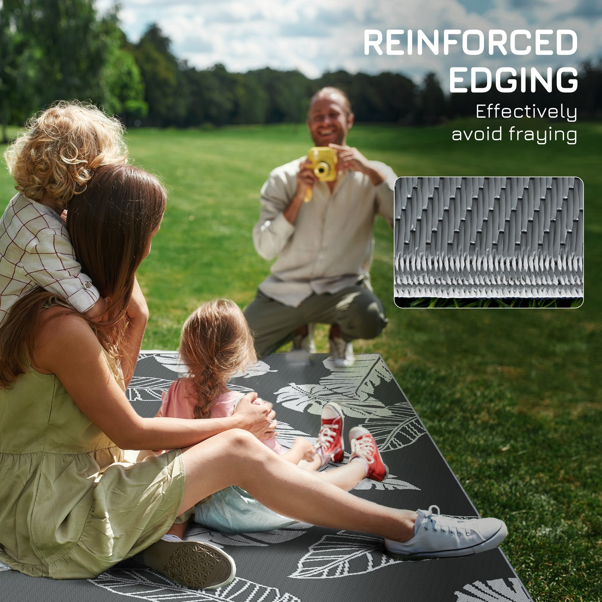 Reversible Outdoor Rug W/ Carry Bag for RV Camping Beach