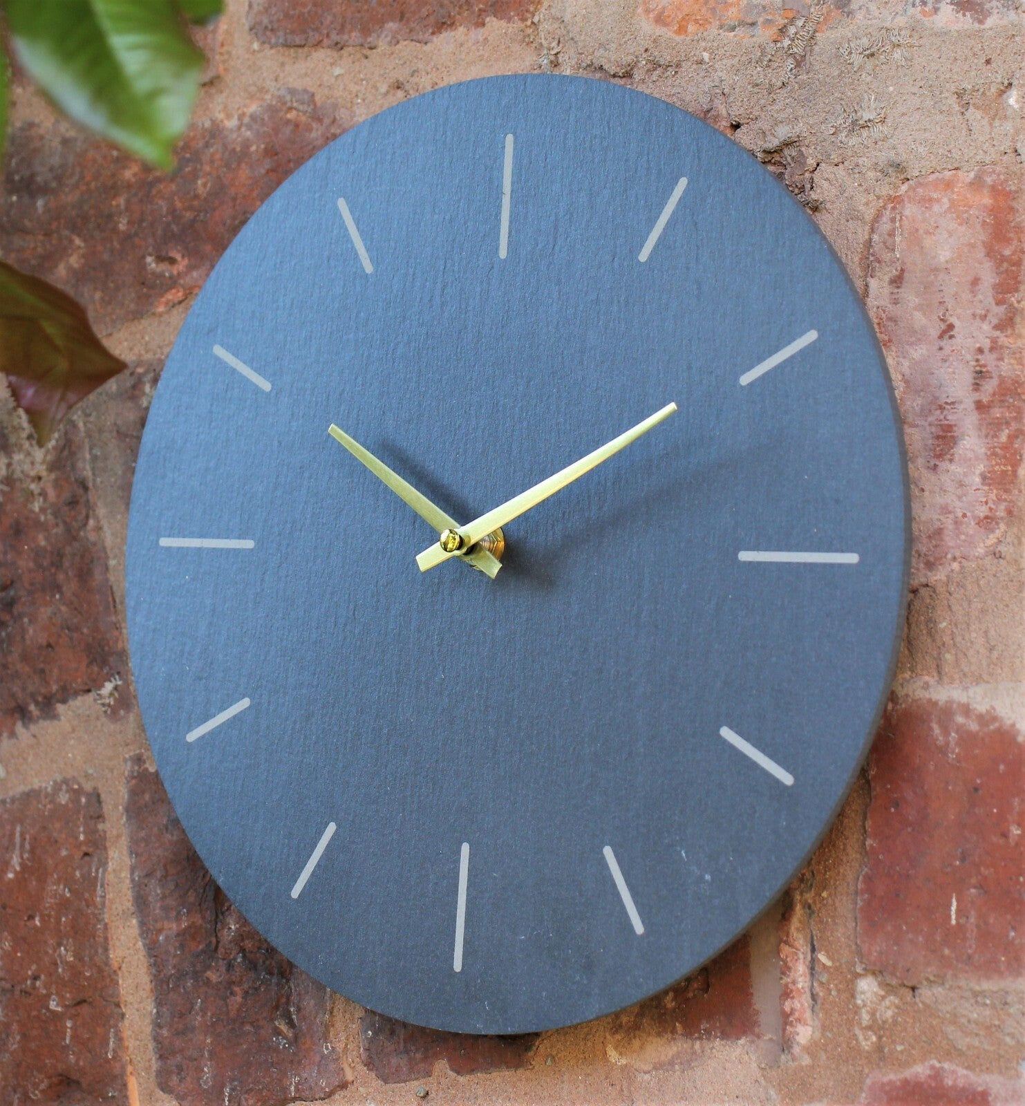Wall Clock Grey Natural Slate Garden Indoor Outdoor Hand Finished Clock 30Cm
