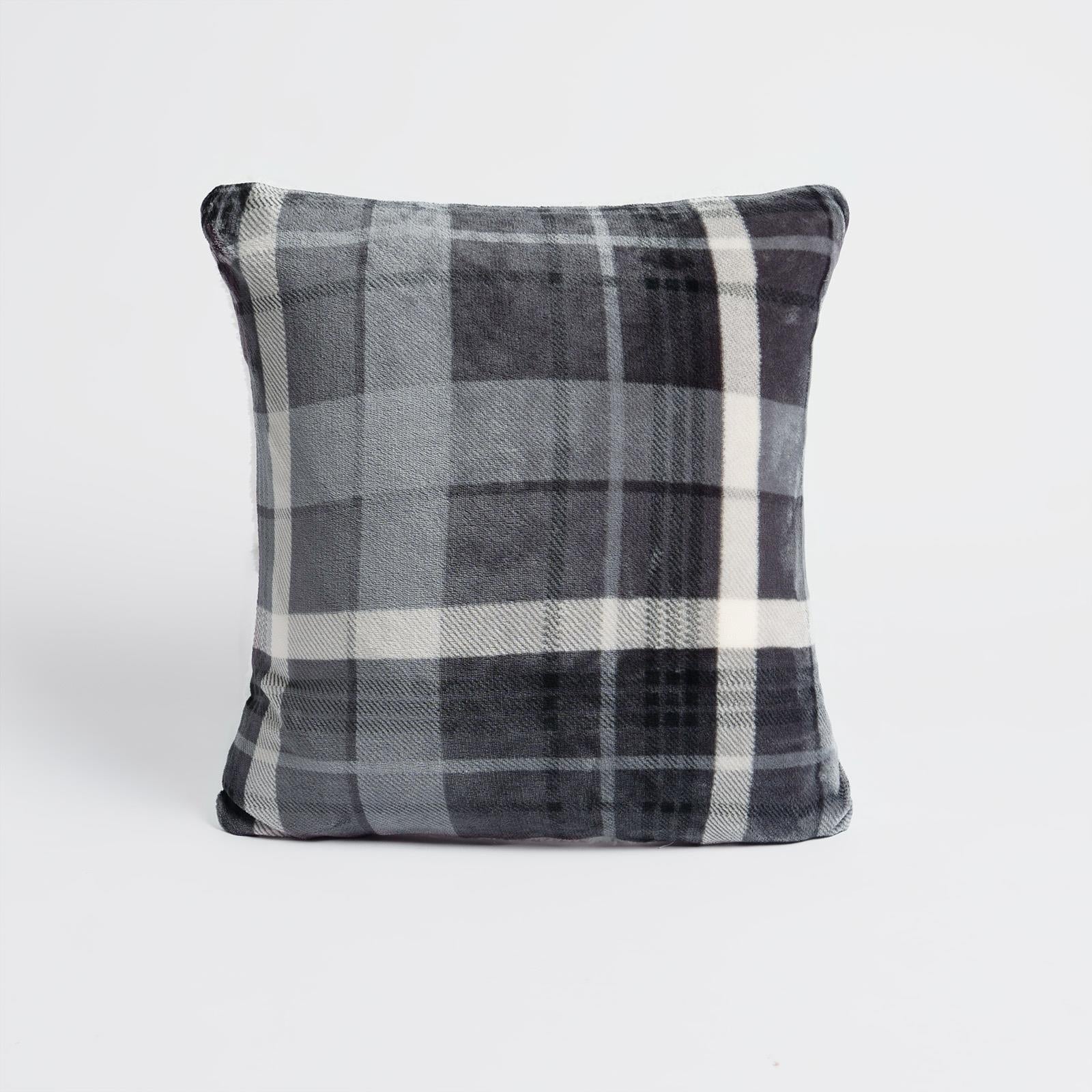 OHS Check Cushion Covers 2 Pack Flannel Fleece Square Pillowcases
