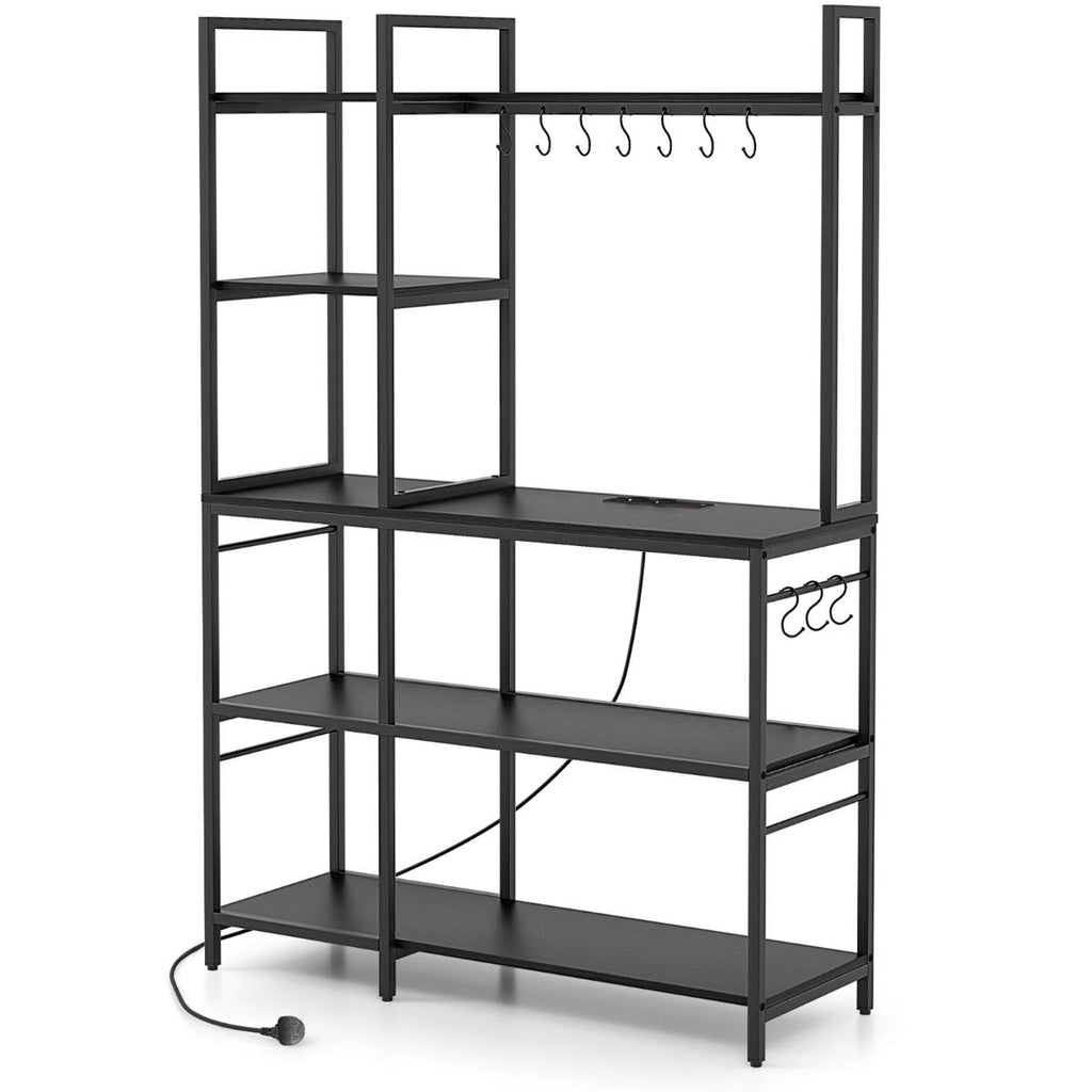 Bakers Rack with Power Outlets and 10 S-Shaped Hooks