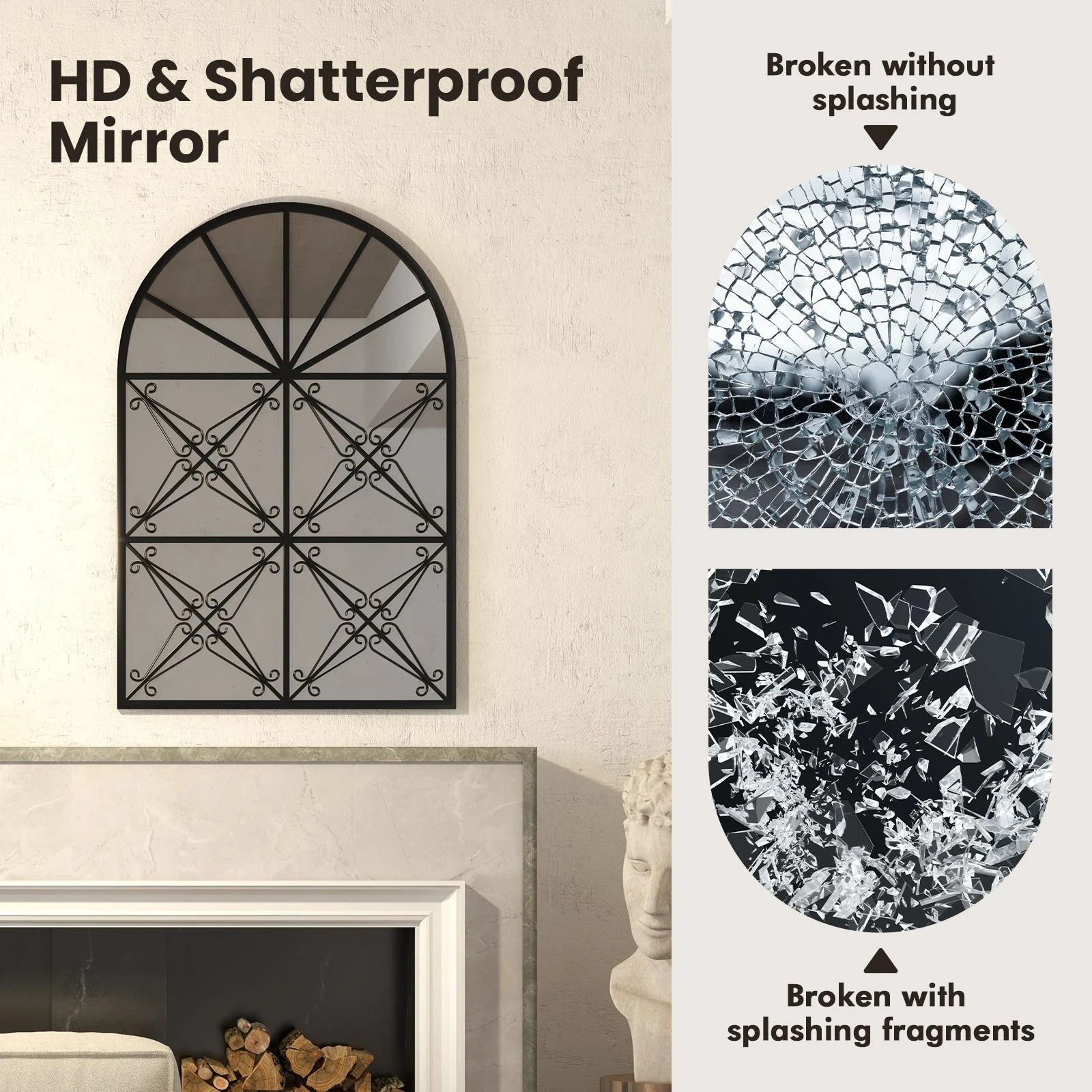 Arched Window Pane Decorative Mirror