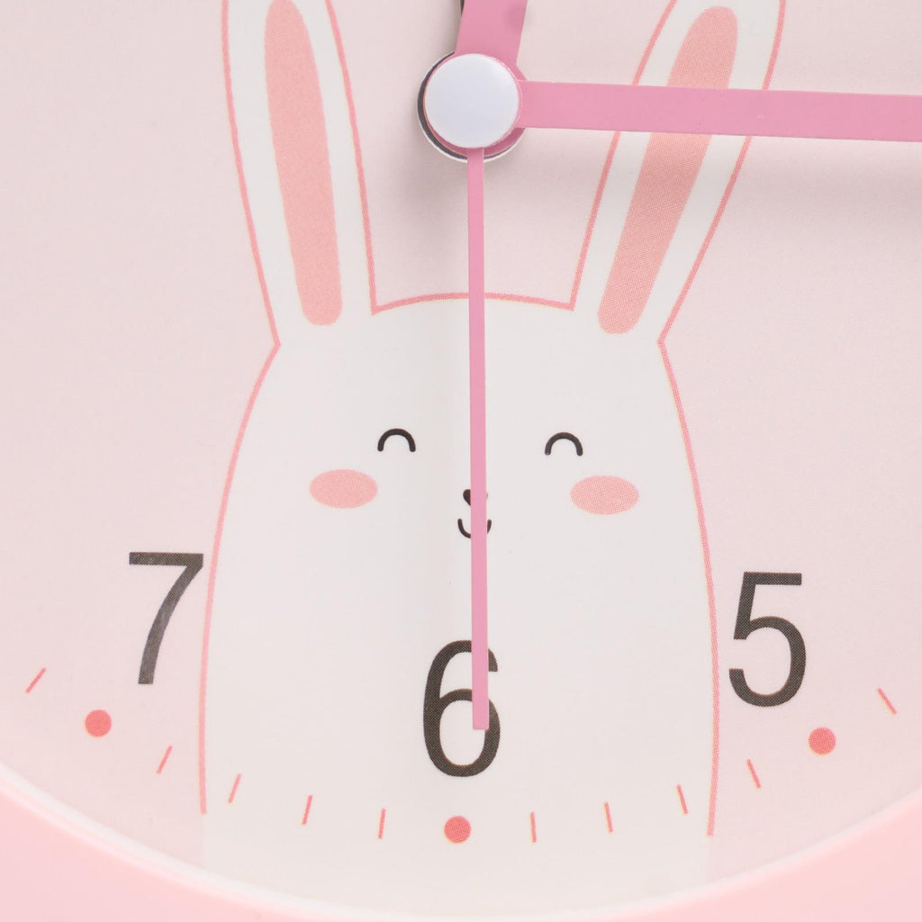 Kids Small Wall Clock Bedside Home Decor round Face Bedroom Quartz Rabbit Space