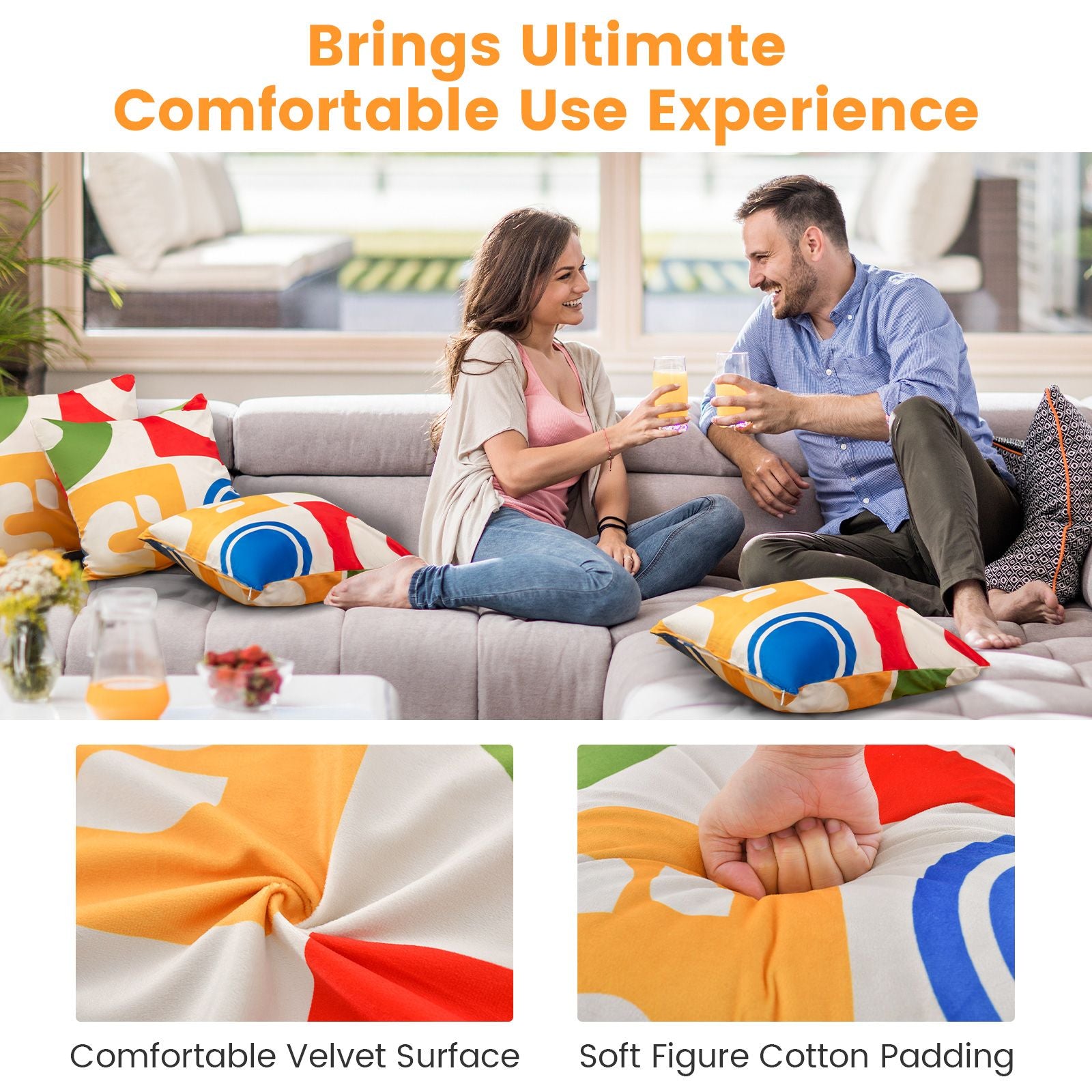 Soft Velvet Covered Decorative Throw Pillow Set of 4