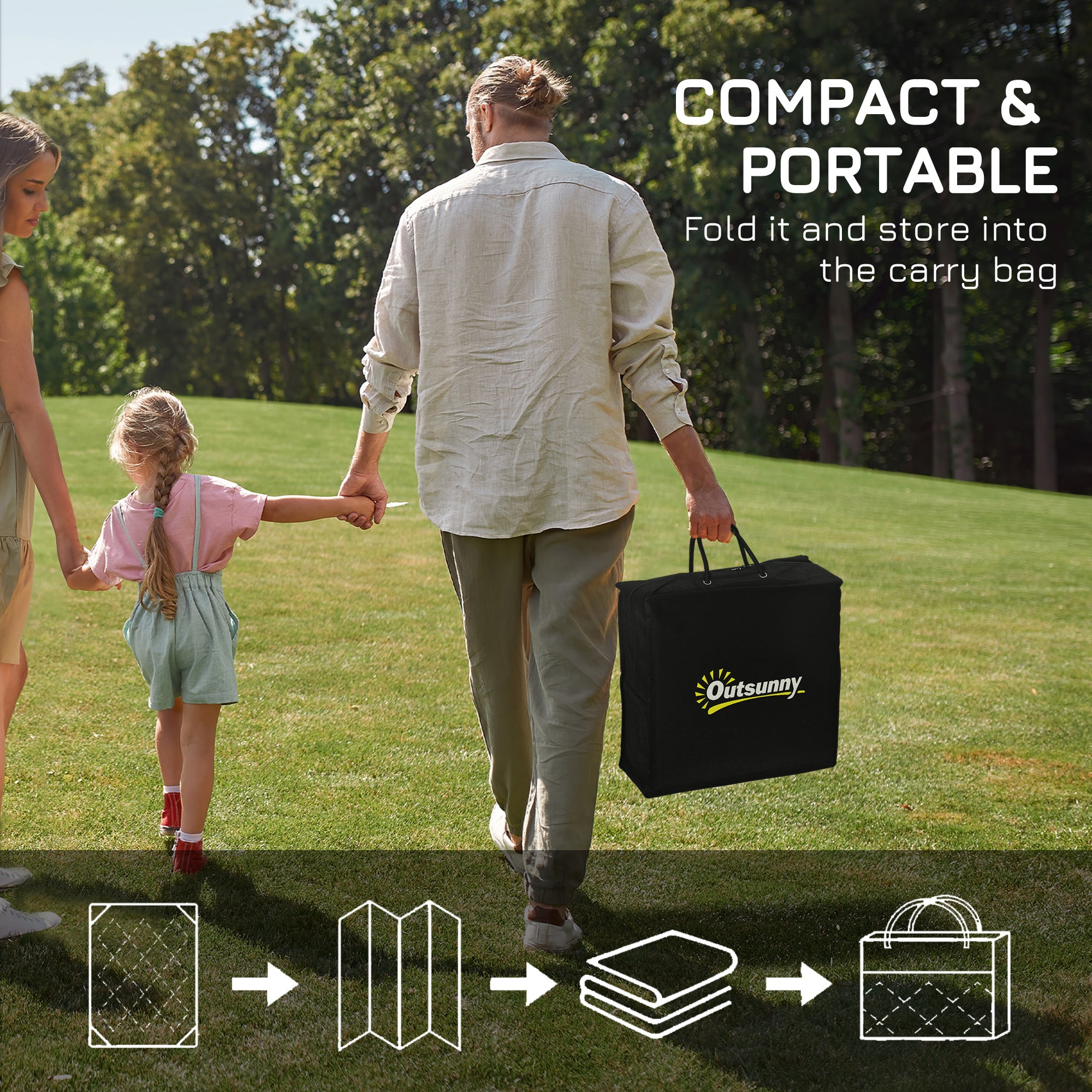 Reversible Outdoor Rug W/ Carry Bag for RV Camping Beach