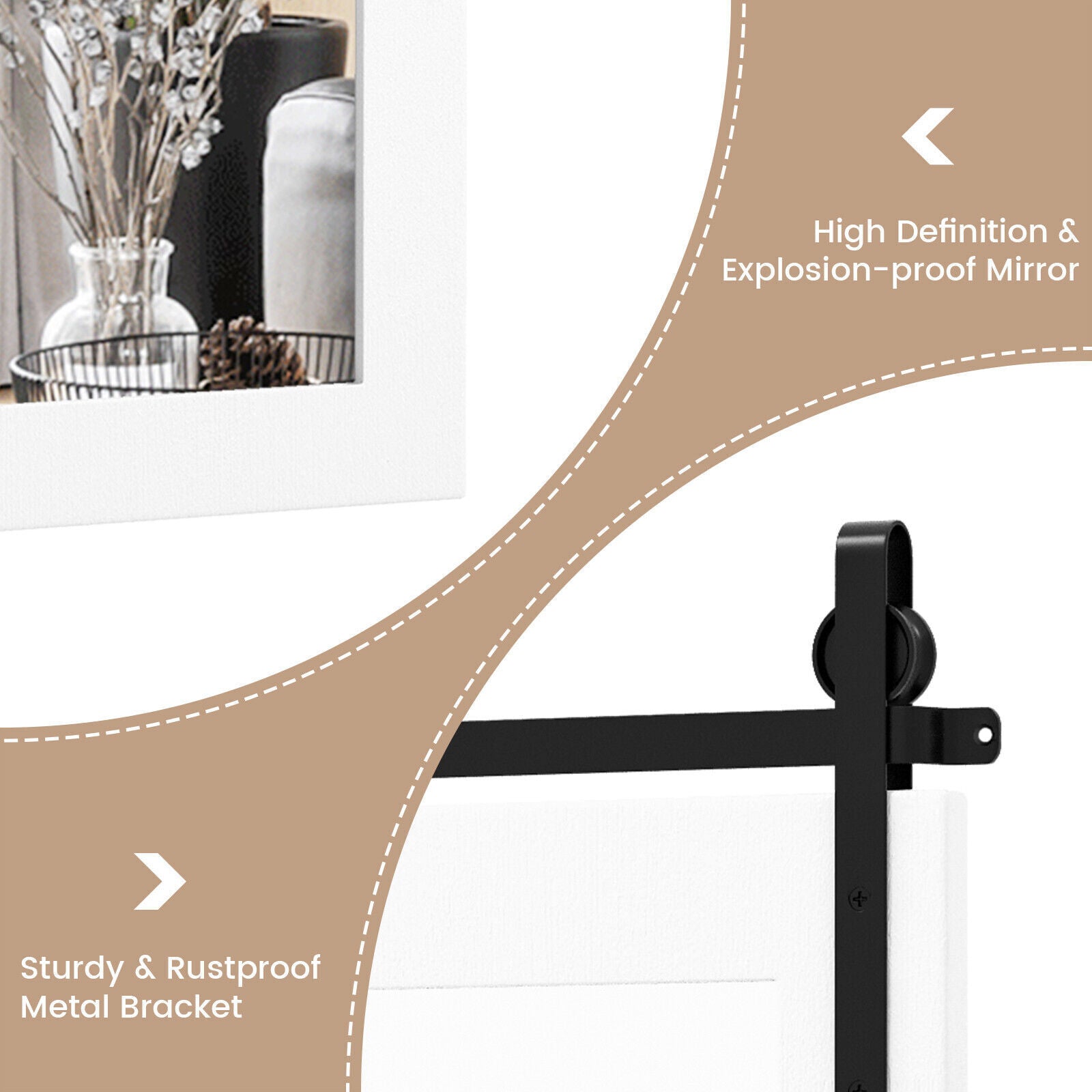 Wall Mounted Mirror Vanity Make up Farmhouse Wall Mirror Rectangle Decorative