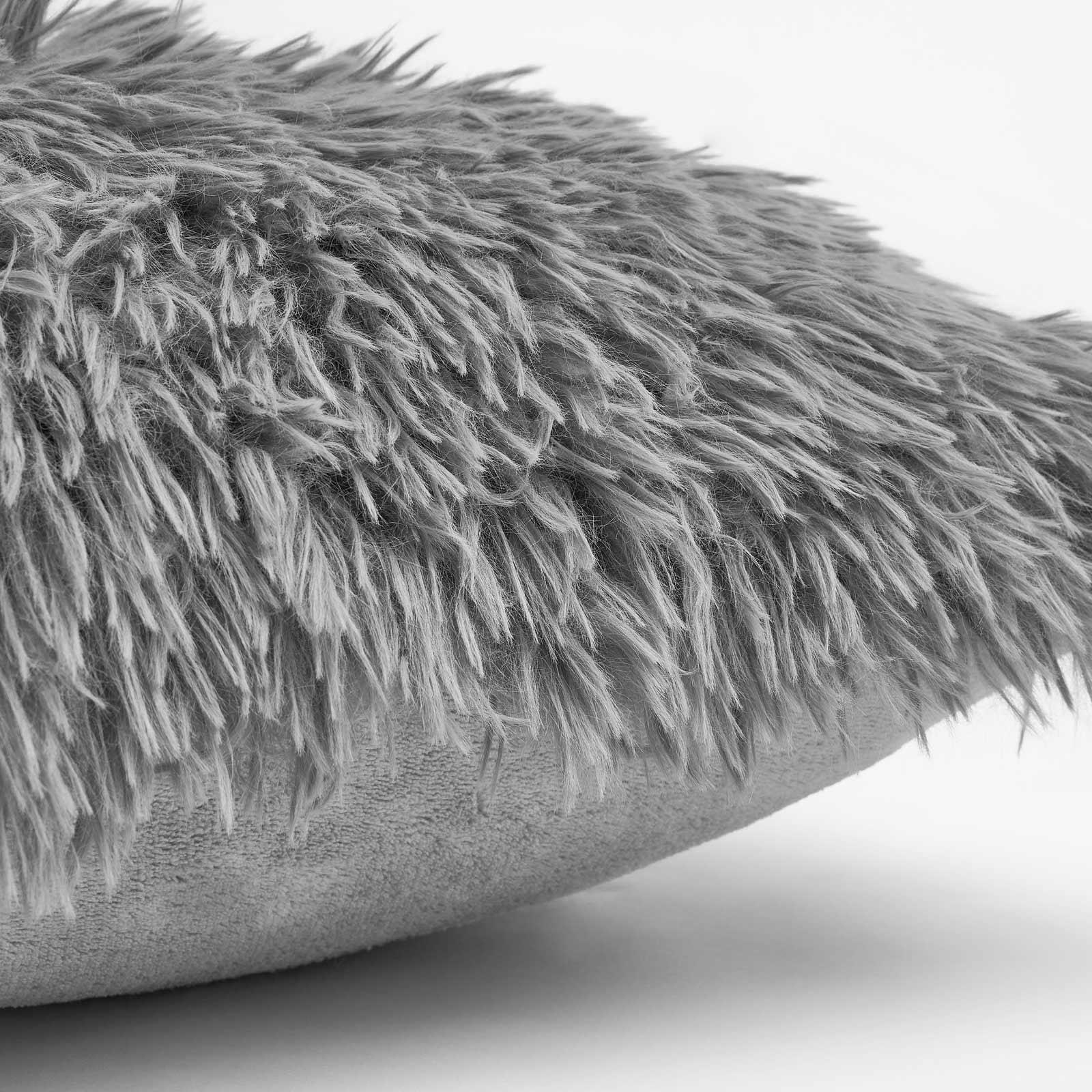 Sienna Set of 2 X Faux Mongolian Fur Cushion Covers Soft Fluffy Mohair 18" X 18