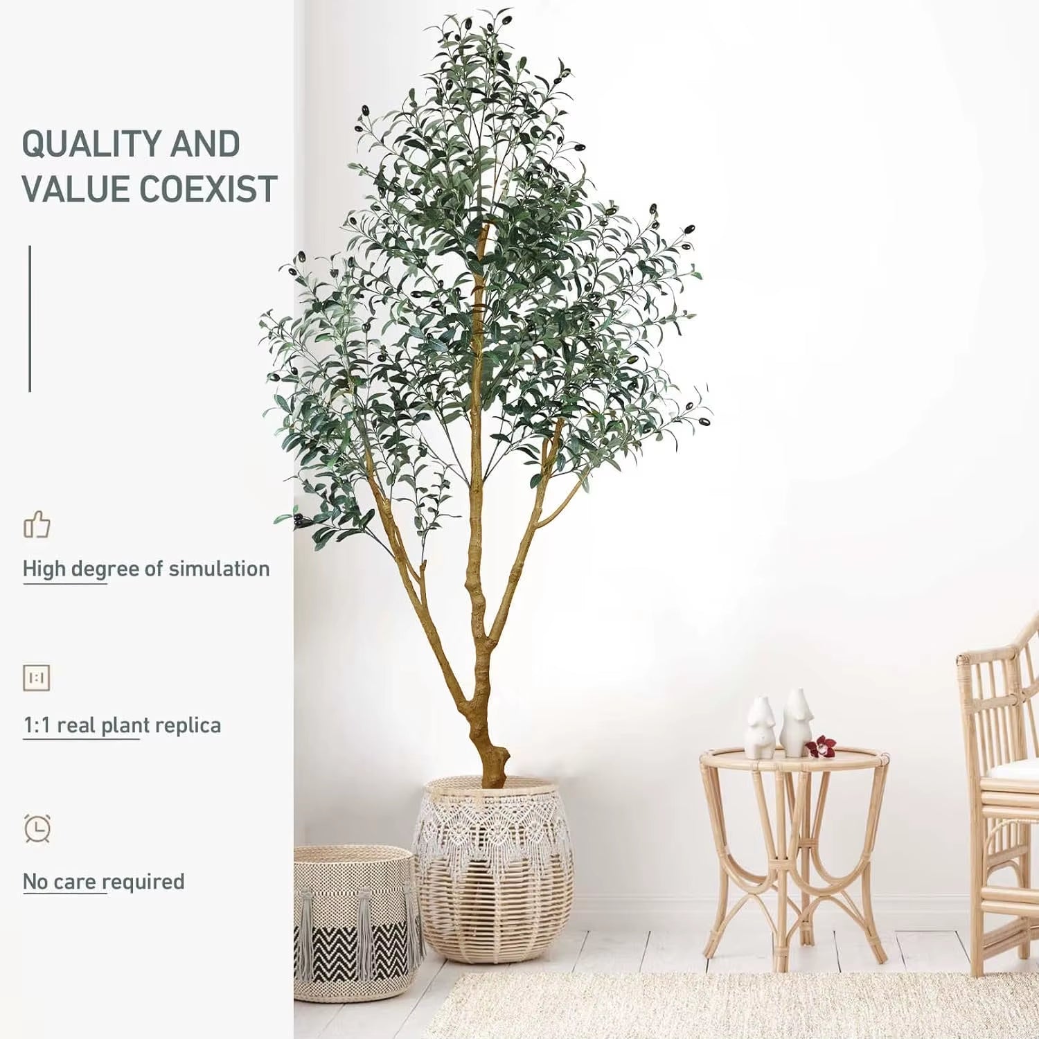Artificial Olive Tree Fake Plant,Faux Olive Tree with Realistic Leaves and Fruits Olive Trees Artificial Indoor for Home Office