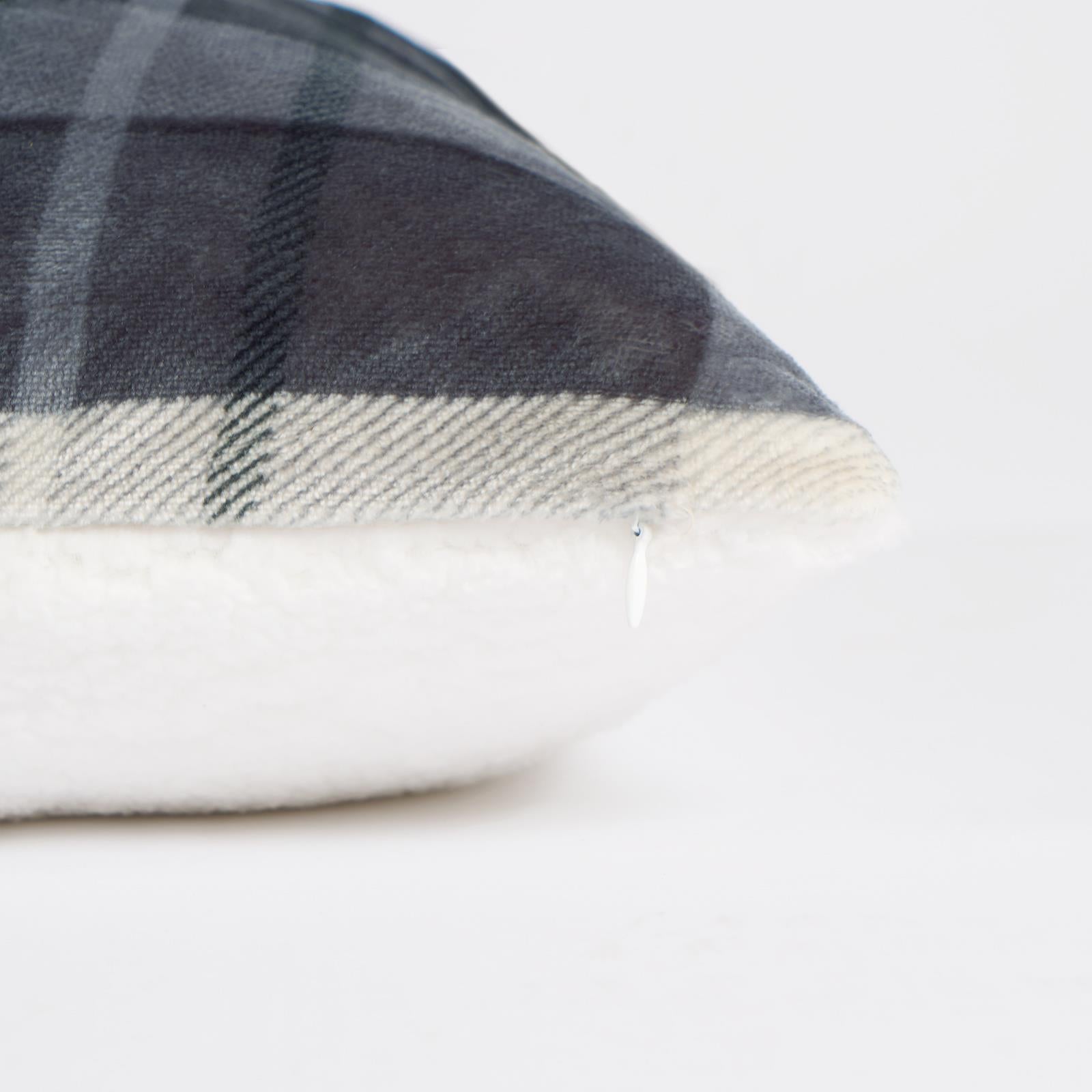 OHS Check Cushion Covers 2 Pack Flannel Fleece Square Pillowcases