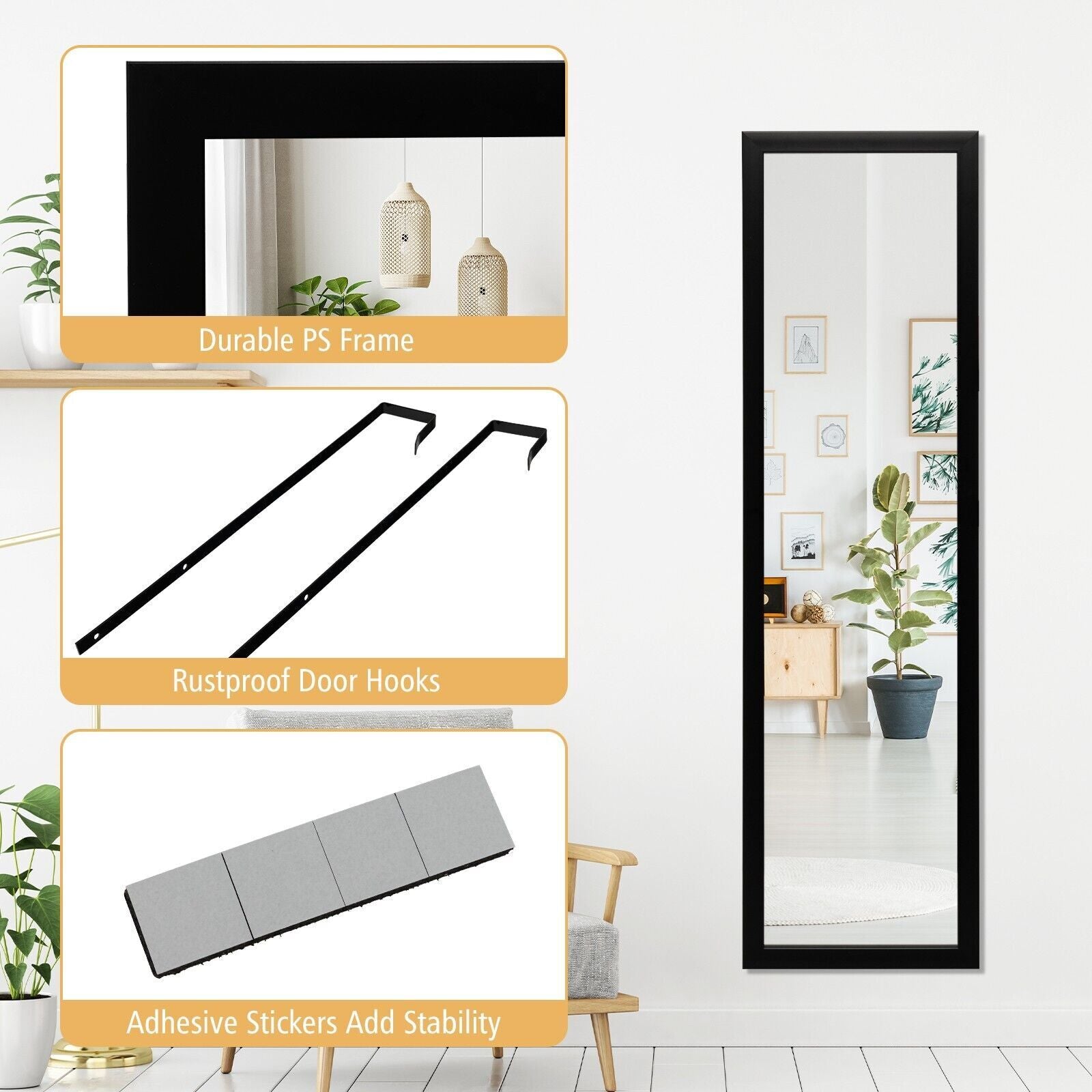 Full Length Mirror Full Body over the Door Dressing Mirror Door & Wall Hanging