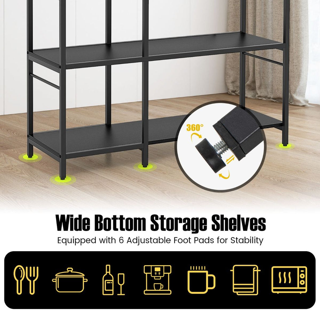 Bakers Rack with Power Outlets and 10 S-Shaped Hooks