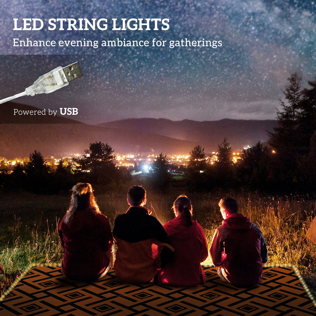 Outdoor Rug with LED String Light and Carry Bag, 182 X 274Cm