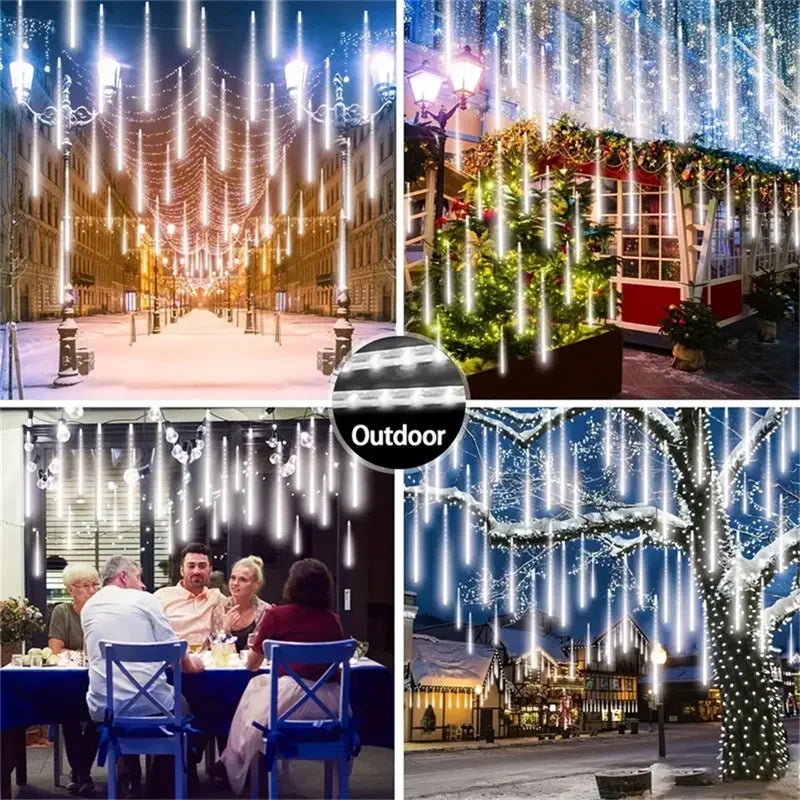 8 Tubes LED Meteor Shower Light EU Plug Street Outdoor Lighting New Year Tree Christmas Decorations for Home