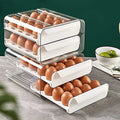 Double-Layer Egg Storage Drawer Box, Holds 32 Eggs, Transparent Body, Easy Access, White