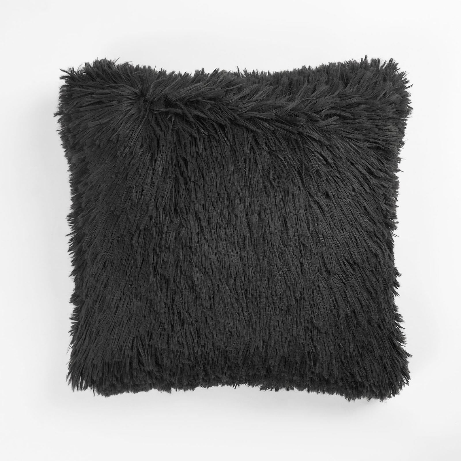 Sienna Set of 2 X Faux Mongolian Fur Cushion Covers Soft Fluffy Mohair 18" X 18