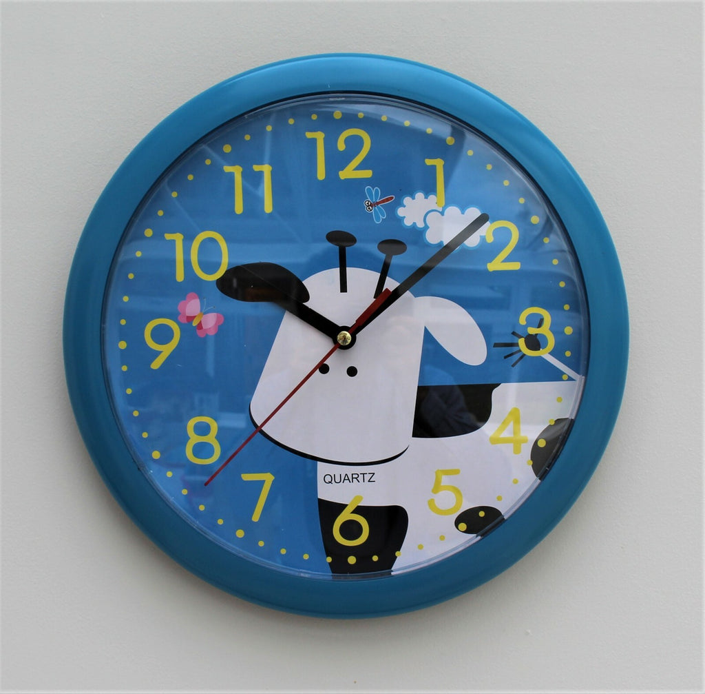 Wall Clock Childrens Kids Cow Design Bedroom Play Room Nursery Time 10"