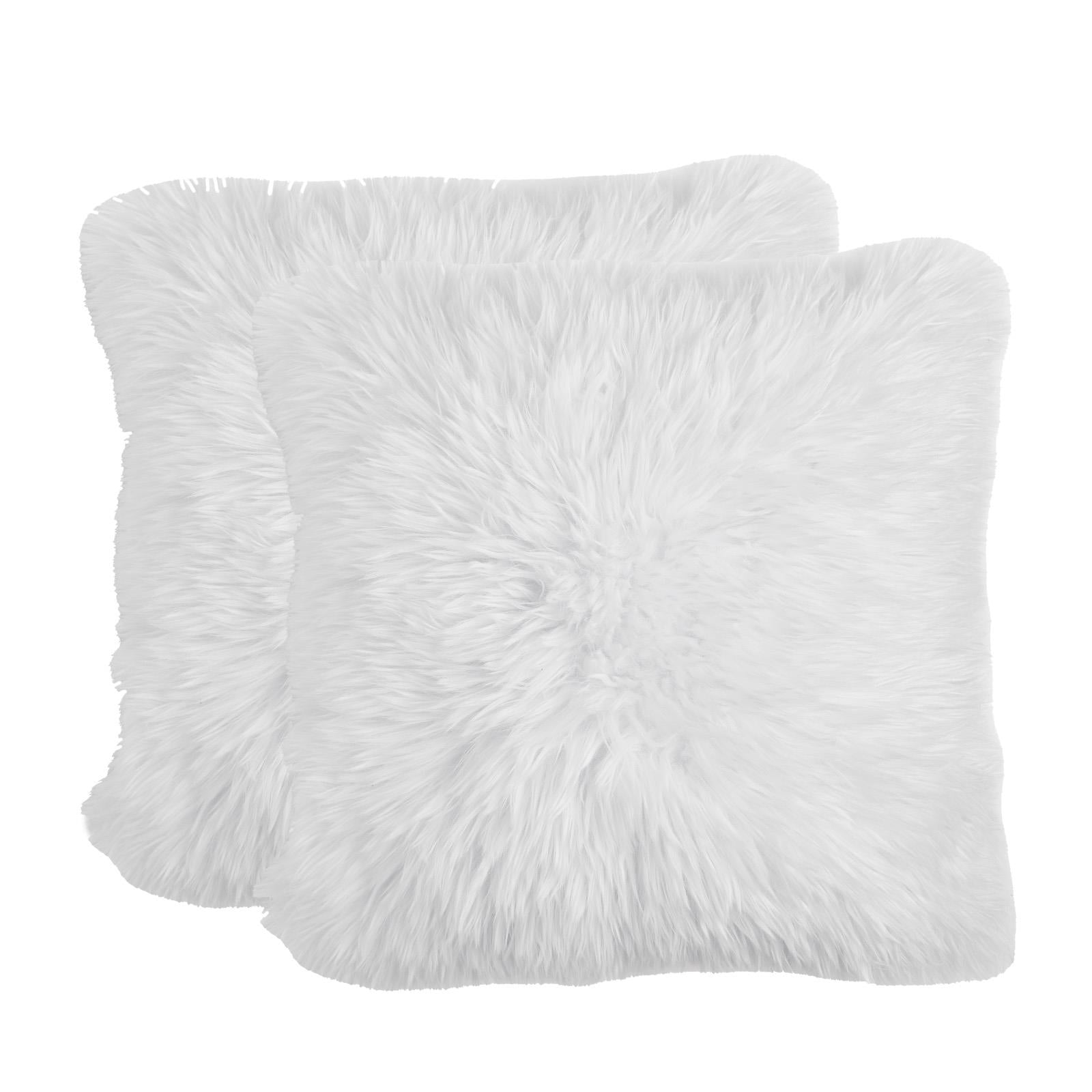 Sienna Set of 2 X Faux Mongolian Fur Cushion Covers Soft Fluffy Mohair 18" X 18