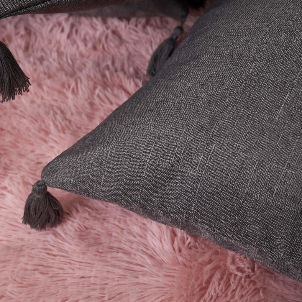 Dreamscene Tassel Pack of 4 X Cushion Covers Square Texture Weave Sofa 18" X 18