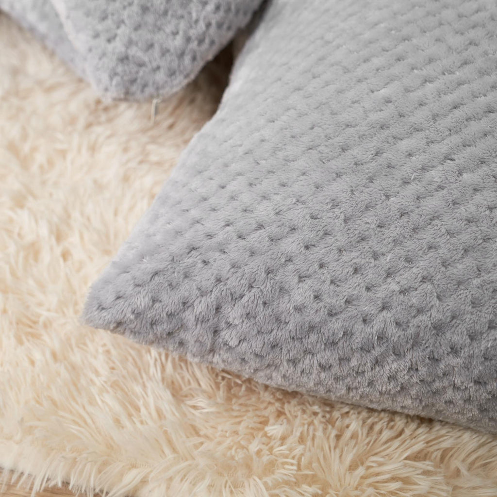Brentfords Waffle Cushion Covers Popcorn Fleece Set of 2 Pack Sofa - 18" X 18