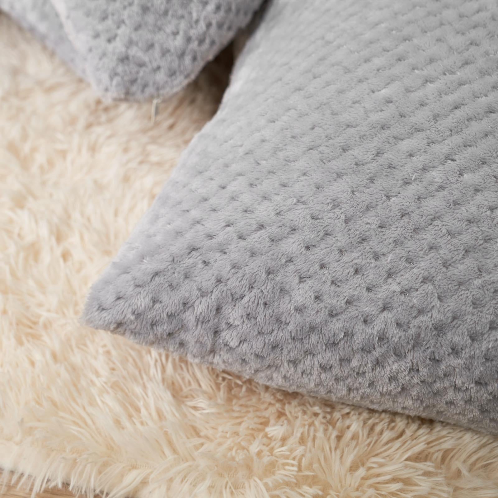 Brentfords Waffle Cushion Covers Popcorn Fleece Set of 2 Pack Sofa - 18" X 18