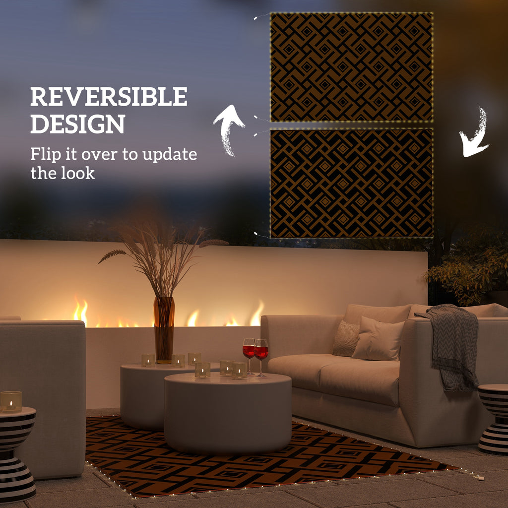 Outdoor Rug with LED String Light and Carry Bag, 182 X 274Cm