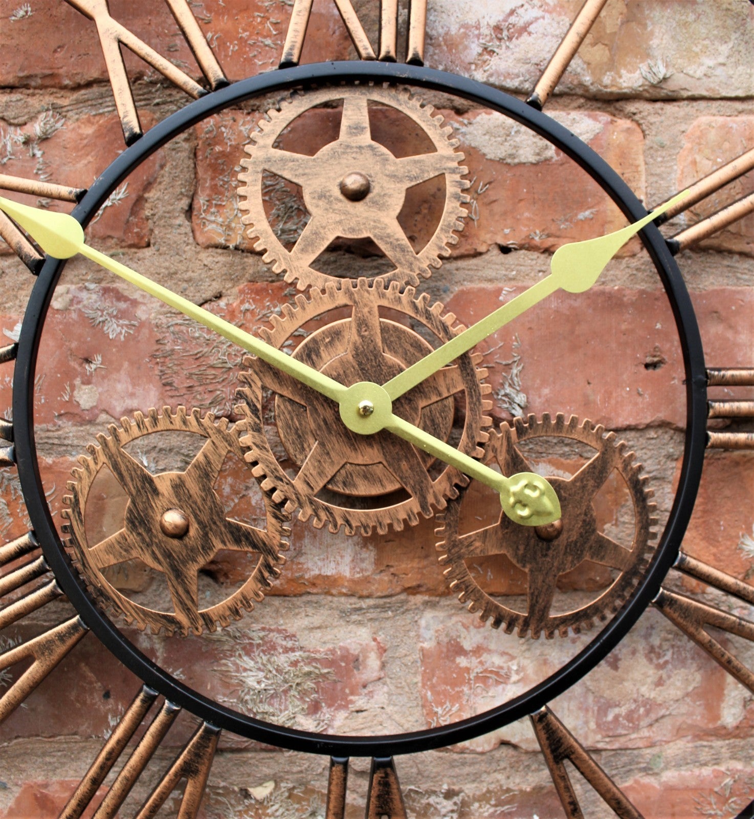 LARGE OUTDOOR GARDEN WALL CLOCK BIG ROMAN NUMERALS GIANT OPEN FACE METAL 58CM